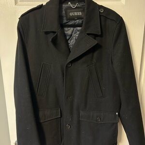 GUESS Men's Classic Black Military Jacket